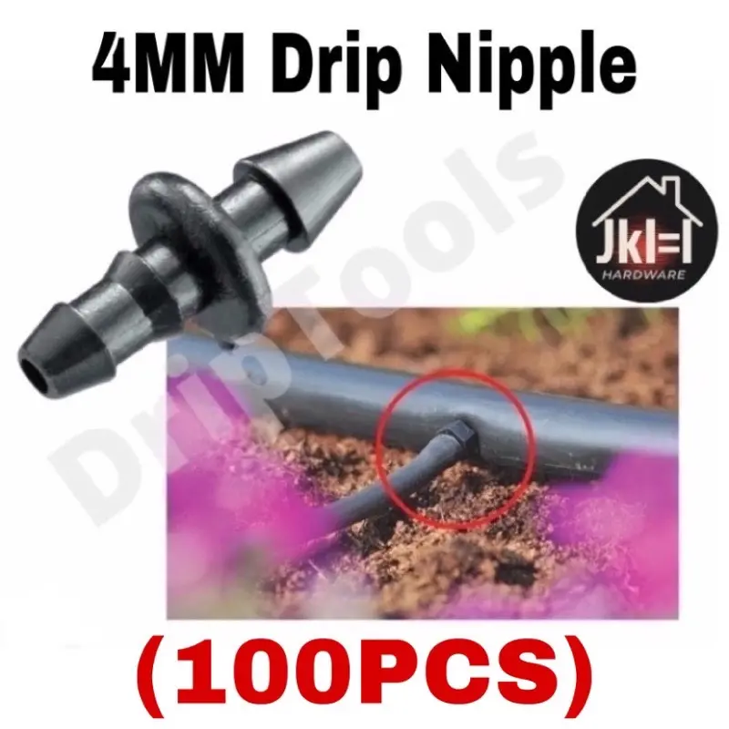 100pcs 4mm NIPPLE ONE WAY Fertigation For 3/4mm Microtube Garden Irrigation System Fitting