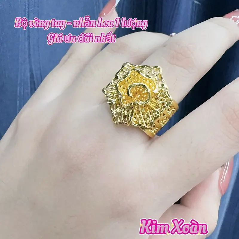 Bộ Vòng tay - Nhẫn hoa lưới to 1 lượng KXJ ưu đãi và dây chuyền Voi 4