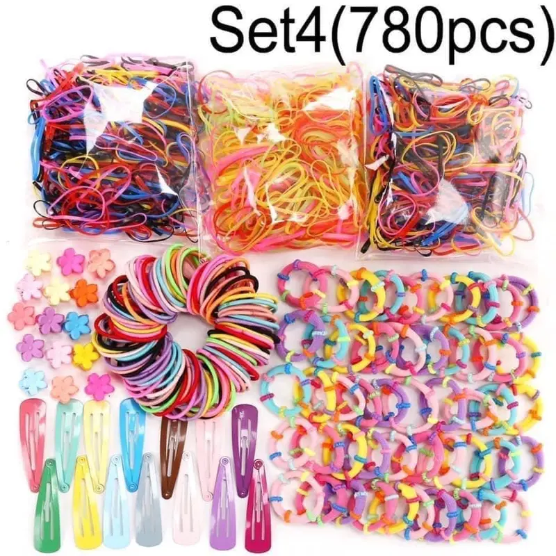 Hộp kẹp tóc 780 món cho bé ( Quà 1-6 cho bé gái )SET 780 CHI TIẾT CỘT KẸP TÓC CHO BÉ-dây buộc tóc bé gái-kẹp tóc bé gái 8