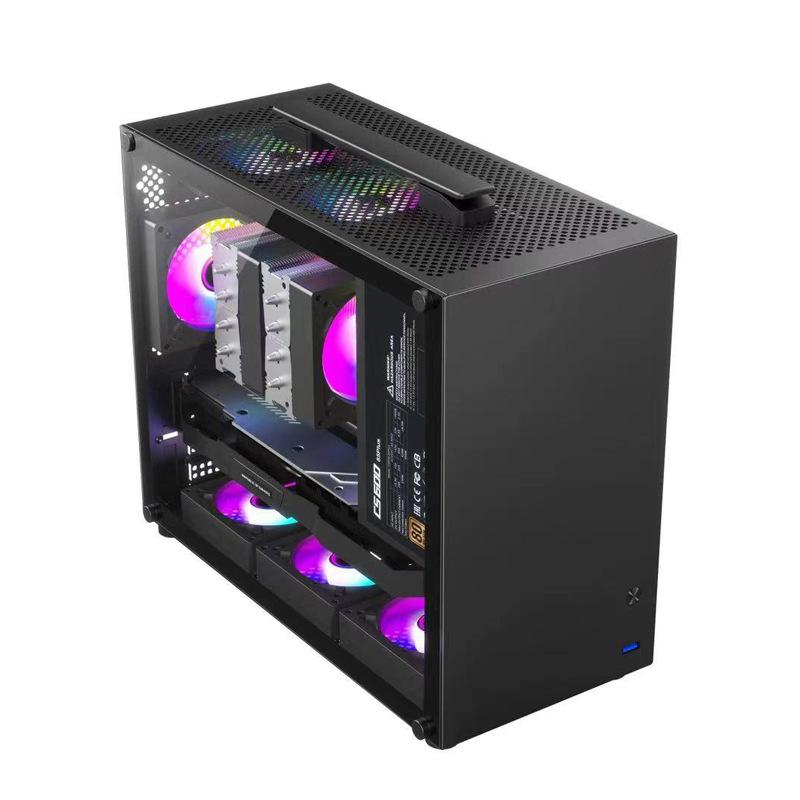 New Mini Convenient Portable Small Chassis MATX E-Sports Desktop Small Chassis Tempered Glass Side Transparent 5