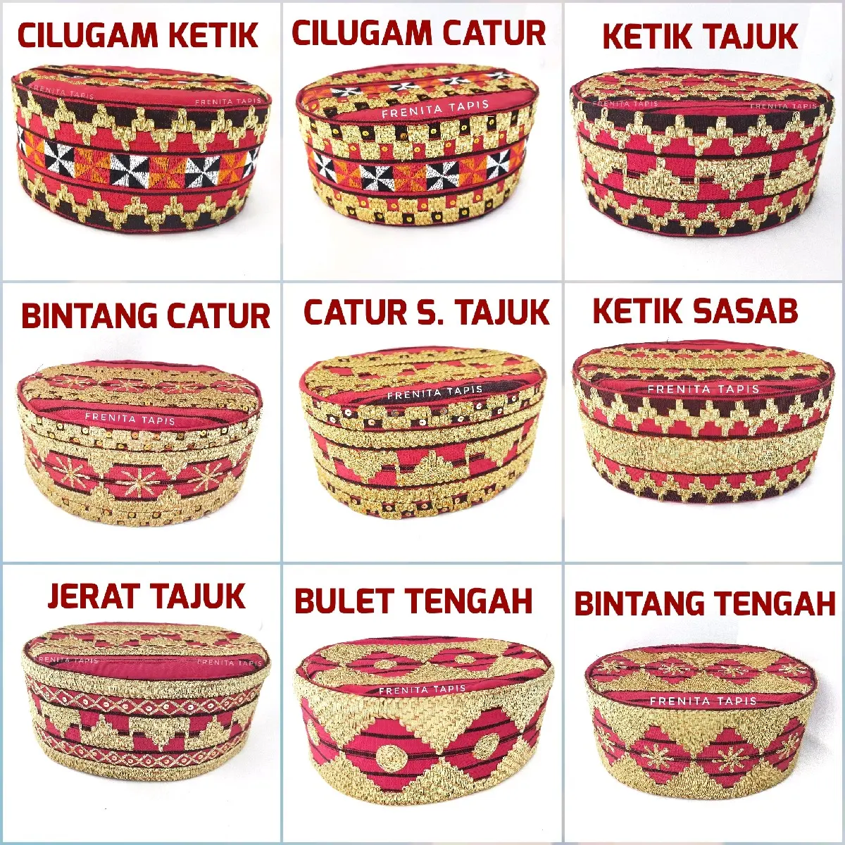 Peci Tapis Lampung Peci Adat Peci Pesta Sulaman Merah Muslim Kopiah Songkok