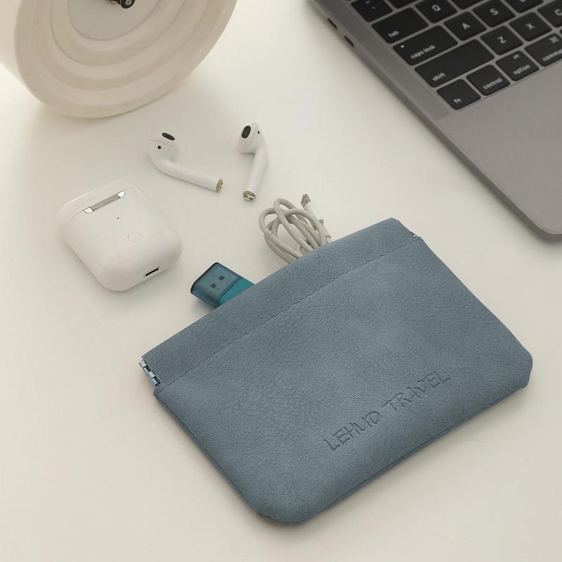 Portable Letter Print Leather Wallet, 1 Count Minimalist Coin Purse, Multi-functional Key Storage Bag, Gift For Friends 5
