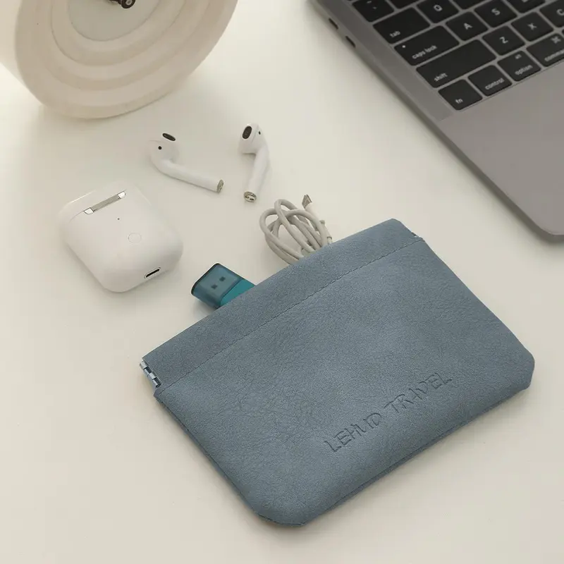 Portable Letter Print Leather Wallet, 1 Count Minimalist Coin Purse, Multi-functional Key Storage Bag, Gift For Friends 2