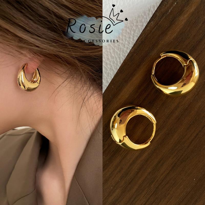 [KHÔNG HAN RỈ] Khuyên Tròn Size 1,5 Cm , Bông Tai Màu Vàng\Bạc, Hoa Tai Cá Tính Cho Nữ Rosie Accessories Women