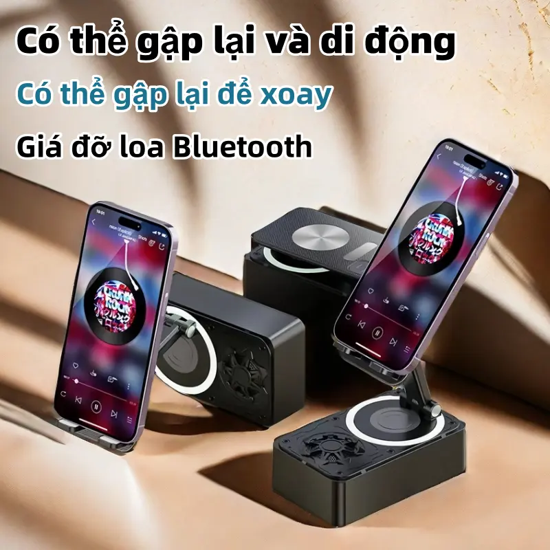 Loa Bluetooth, Giá Đỡ Điện Thoại Di Động 3 Trong 1, Xoay 360 Độ, Gậy Giọng Nói Âm Trầm Bluetooth, Giá Đỡ Điện Thoại Để Bàn Chống Trượt, Phụ Kiện Loa Có Thể Gập Lại Và Tiện Lợi, Có Thể Sạc Lại 3