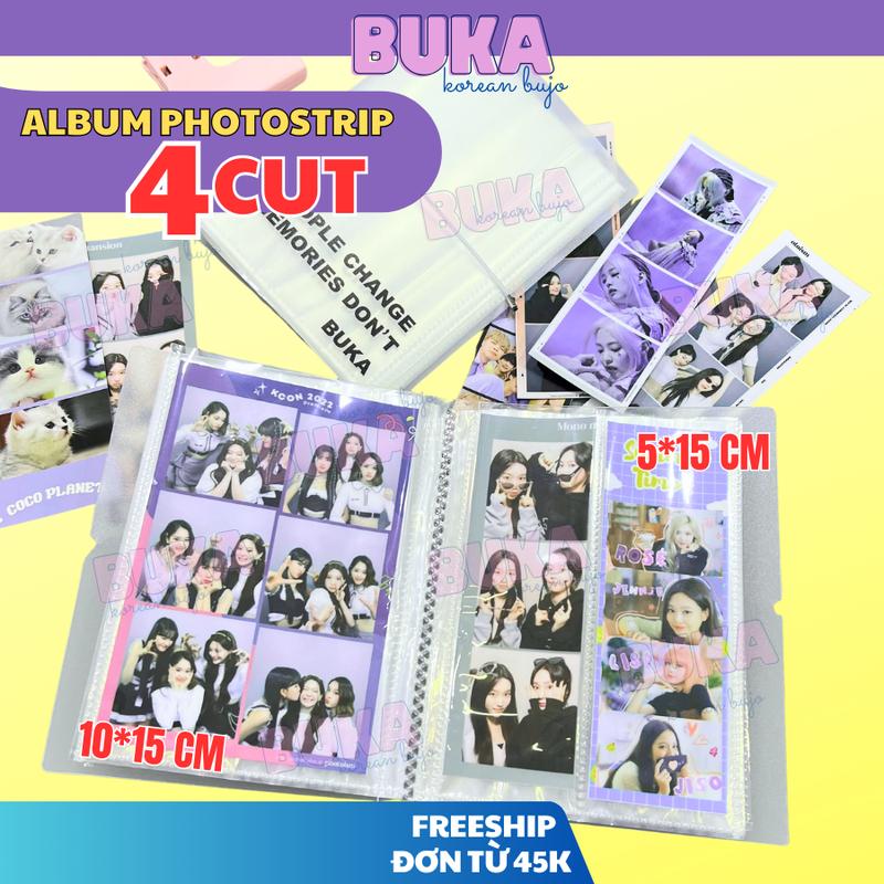 Album Photostrip Trong Suốt Buka collect book 6inch đựng ảnh 4cut, 10*15cm chất liệu PP lưu trữ card phong cách Hàn Quốc