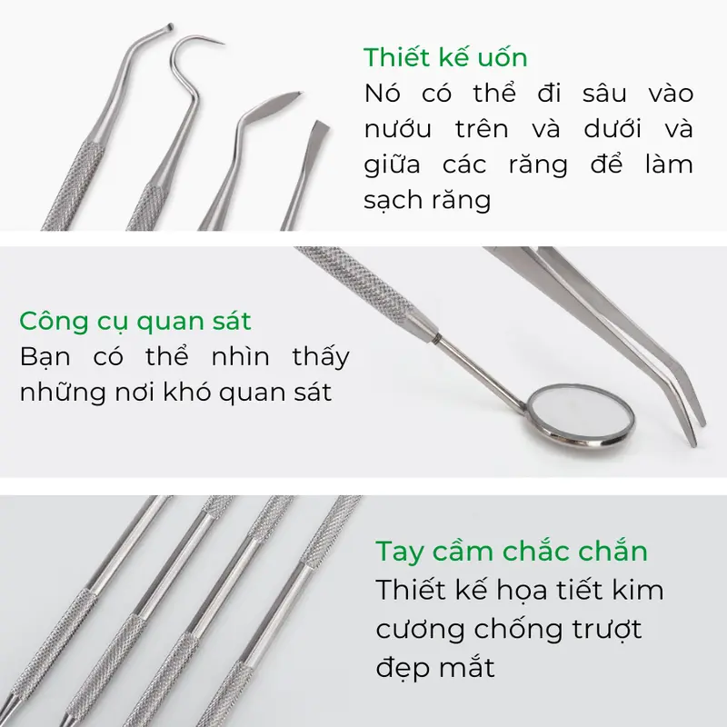 Bộ Dụng Cụ 6 Món Làm Sạch Răng Miệng vệ sinh răng miệng bằng inox chuyên dụng CN014.06 5
