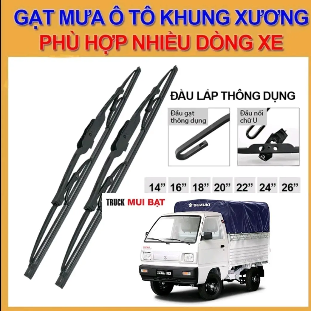 Chổi gạt mưa xe Suzuki 500kg, Vinaxuki 5 tạ_Gạt mưa khung xương sắt lưỡi silicon gạt sạch gạt êm