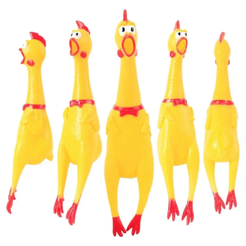 Funny Rubber Chicken Novelty Squeak Toys Screaming Chicken Squeeze Sound Toy for Kids Children Adult Stress Relief Wedding Birthday Party Gift
