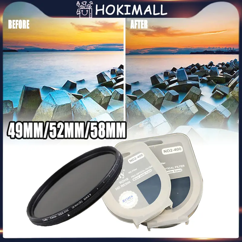 Filter Cuely ND Fader ND2-400 Variable Neutral Density Filter Untuk Canon Nikon Sony Camera Lens 49MM 52MM 58MM 0