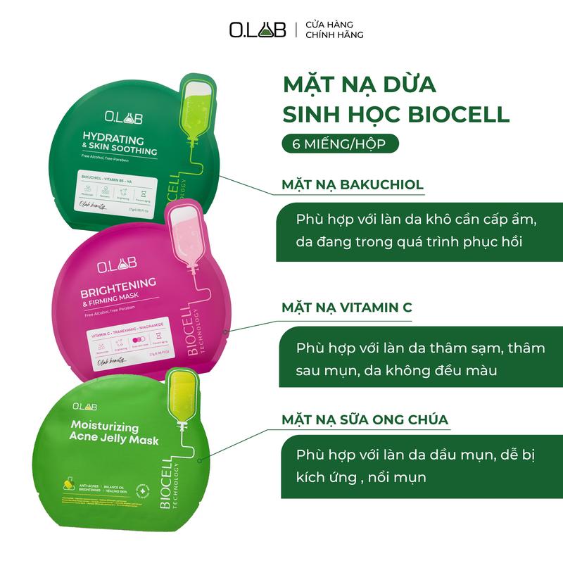 COMBO 5 Hộp nạ dừa OLAB Skincare - Mặt Nạ Phôi Dừa sinh học Biocell OLAB - Hỗ trợ dưỡng sáng mờ thâm sạm và dưỡng ẩm Làm Đẹp Da Nữ