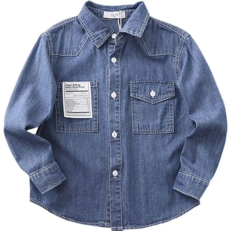 Áo Khoác Trẻ Em, Cho Em Bé Và Người Lớn Tuổi, Áo Khoác Denim, Áo Sơ Mi Denim Cho Bé Trai, Áo Khoác Cho Bé Trai, Áo Khoác Cho Bé Trai, Quần Áo Trẻ Em, Thích Hợp Cho Mùa Thu 4