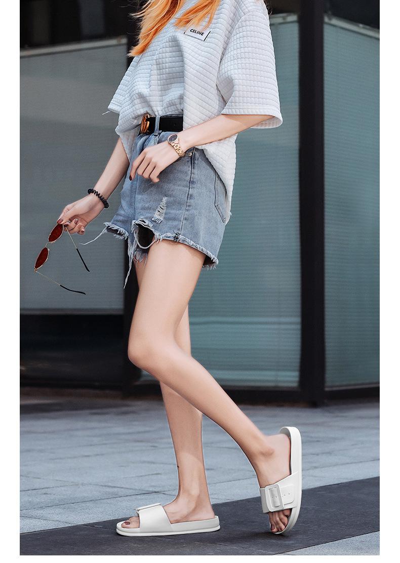 Product Introduction of Women's Slippers New Korean Style Fashion Slippers Outer Wear Internet Hot Casual Home Single Strap Slides Soft Bottom Comfortable Sandals 3