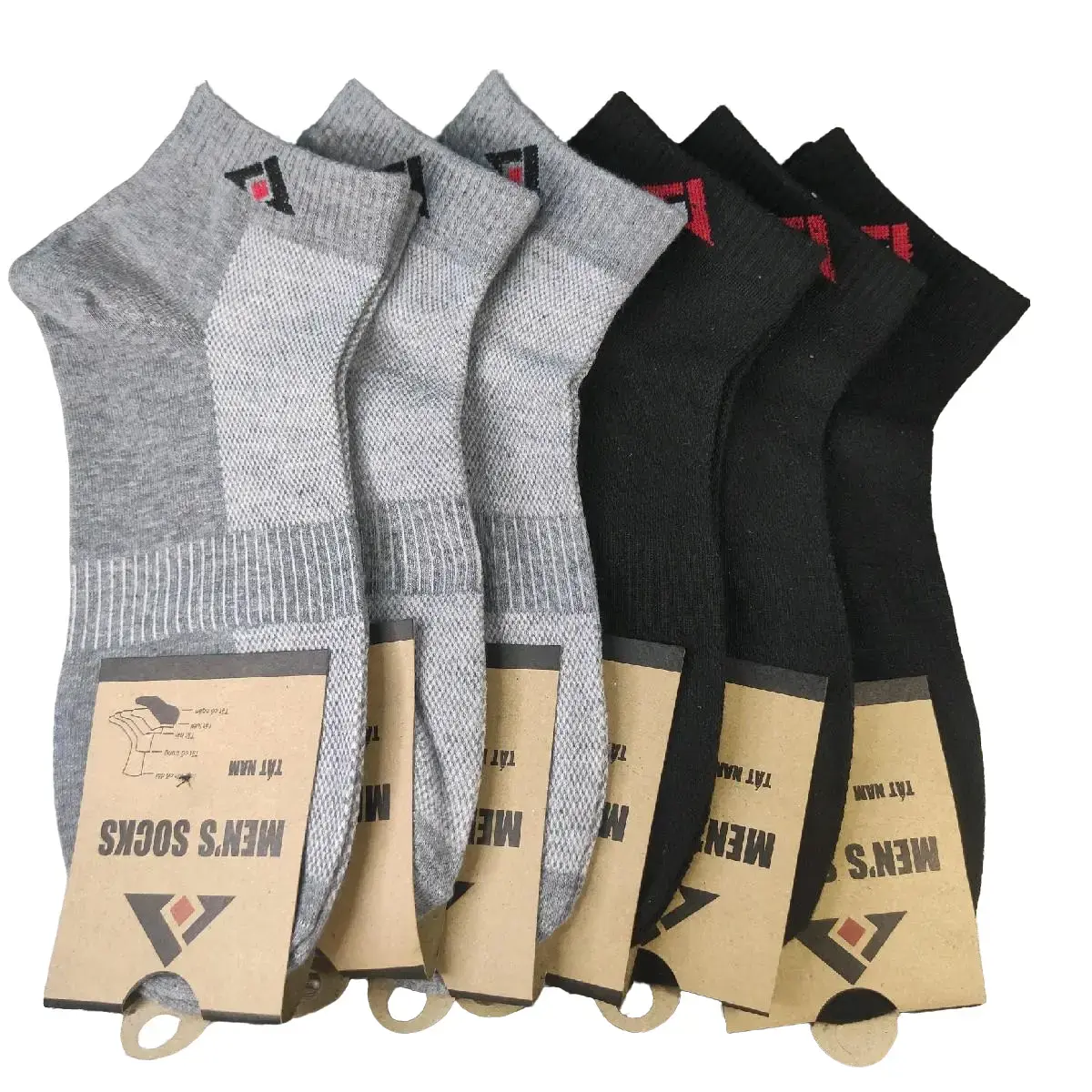 Combo 10 đôi tất nam cổ ngắn mix 2 màu ĐEN +  GHI vải cotton dày vừa thoáng khí đeo tới mắt cá chân [ảnh thật shop chụp] Menswear