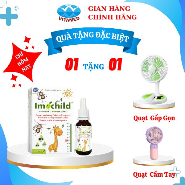    Mua 1 Tặng 1   Imochild Vitamin D3 & Vitamin K2 MK7 - Hỗ Trợ Bé Phát Triển Toàn Diện  Lọ 20ml  
