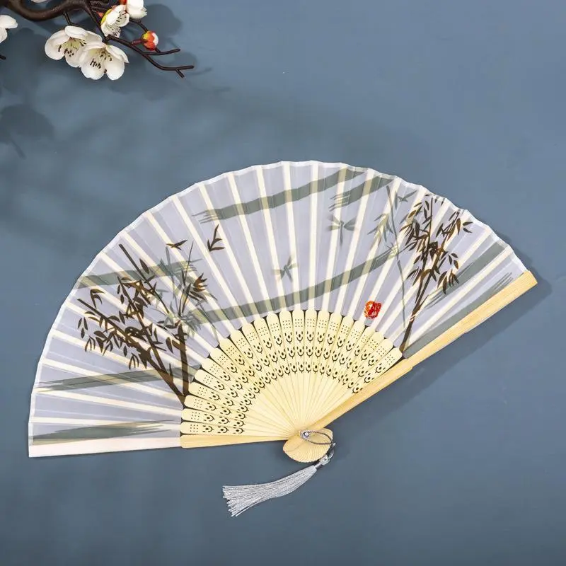 Quạt vải nan tre , quạt cầm tay, quạt cổ trang Trung Quốc, phong cách cá tính 1
