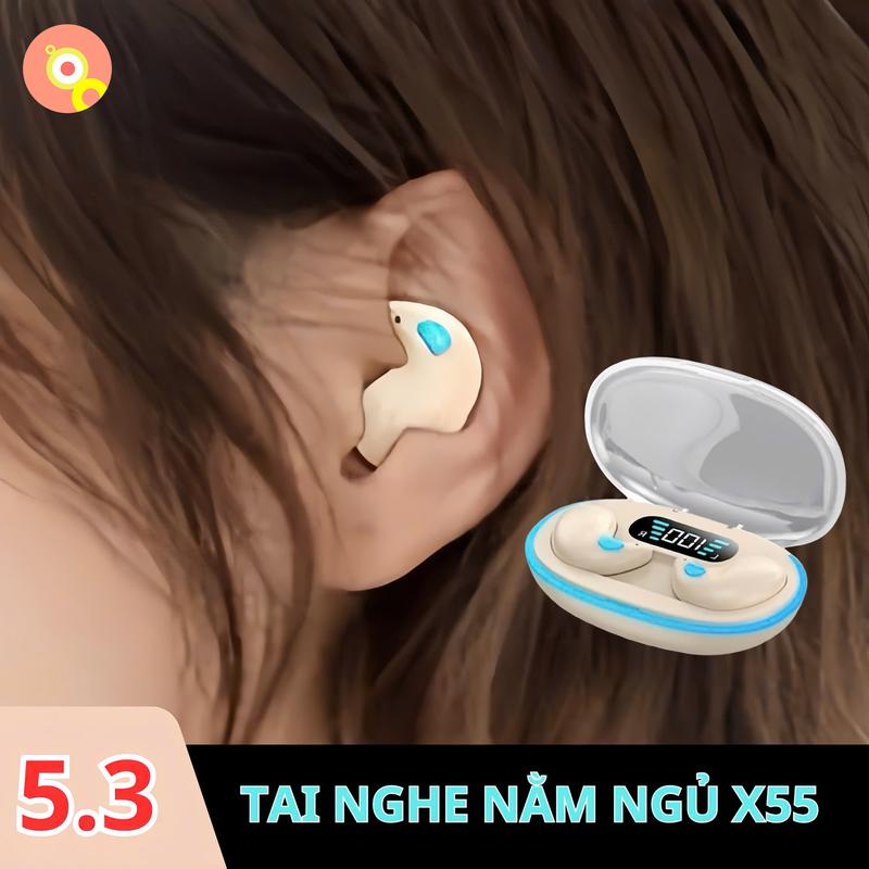 Tai Nghe Bluetooth 5.3 X55 Mẫu Mới - Thiết Kế Siêu Mỏng Nhẹ Chống Nước Mic Tích Hợp Nghe Nhạc Chất Lượng Cao - Phù Hợp Khi Nằm Ngủ
