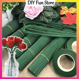 50Pcs Tangkai Bunga DIY-2mm Kawat Tangkai Bunga, batang bunga palsu kawat bunga barang florist