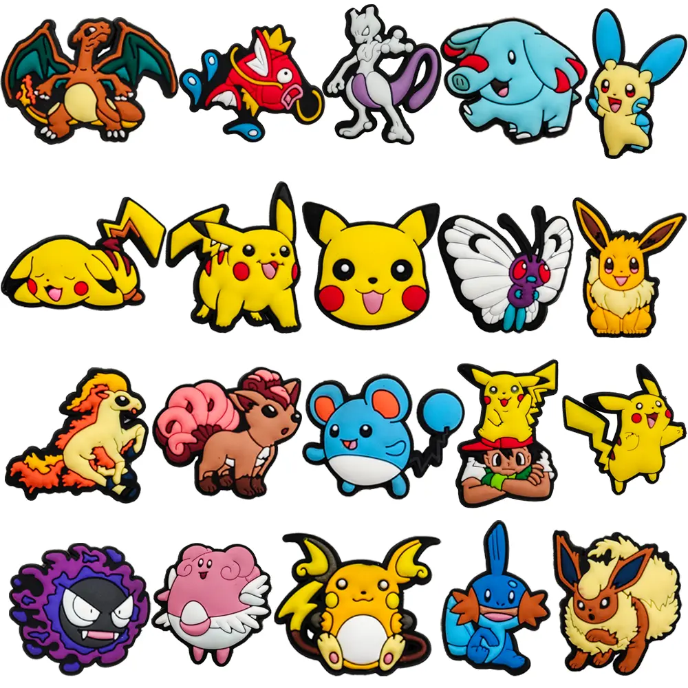 [90% Positive Rating] Cute Pokémon Series Set Fun Shoe Charms DIY Hole Shoes Shoe Flowers Shoe Charms Assembly Buckle 3D Detachable