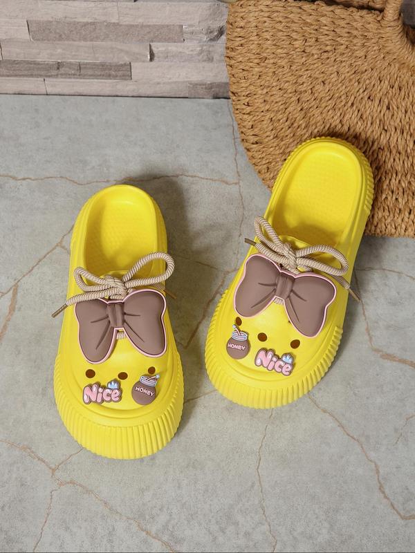 Women's Cute Cartoon Bowknot Design Clogs, Casual Comfortable Non-slip Clogs for Summer, Lightweight Breathable Shoes for Outdoor Beach 5
