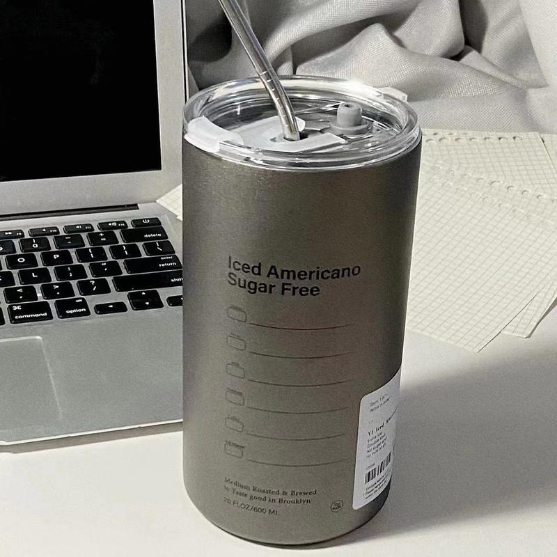 Ly Giữ Nhiệt Iced Americano Inox 304 Đúc Liền Khối Cao Cấp Có Nắp Đậy Tặng Kèm Ống Hút Hàng Loại 1 dung tích 600ml