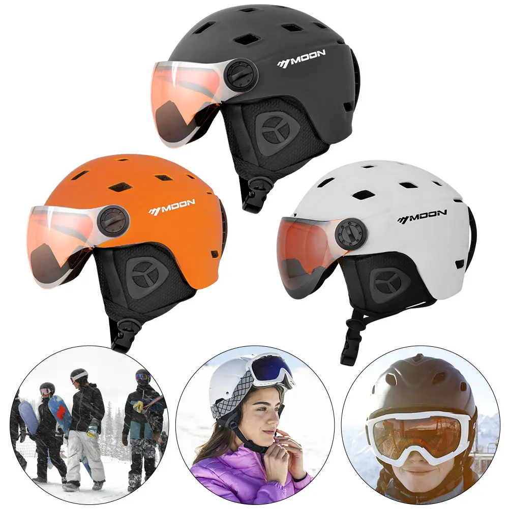 Ski Helmet Snowboard Helmet Lightweight Integrated Skateboard Helmet Adjustable Ski Protective Helmet with Goggles for Men Women