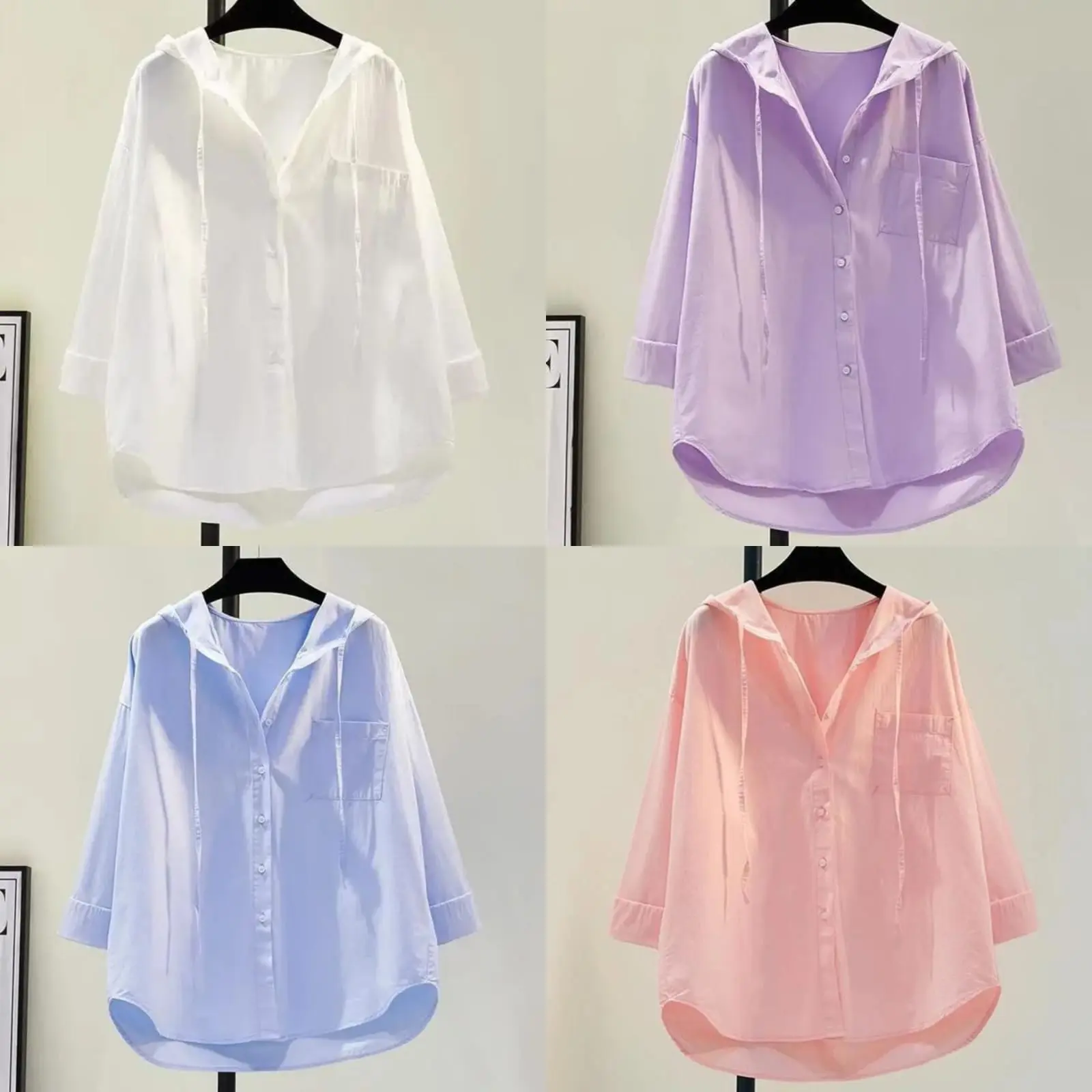 NANDO KEMEJA HOODIE WANITA GAYA WANITA KOREA LENGAN PANJANG BAHAN KATUN POPLIN PREMIUM MODEL KLUPUK 8155