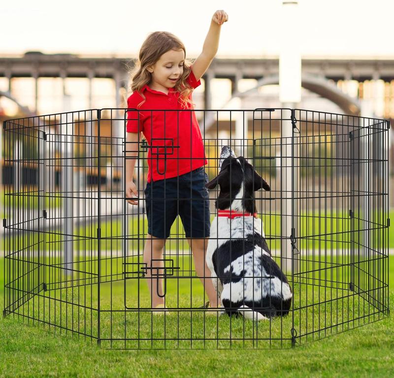 TikTok Shop Pet Playpen Dog Pen Foldable Dog Exercise Fence 8 Panels 30 Inch Kennels Pet Playpen Options Ideal for Pet Medium Animals Outdoor Indoor