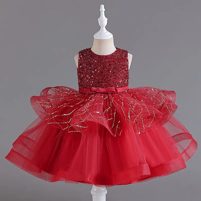 Váy Trẻ Em, Không Tay, Phồng Gạc, Váy Bánh Ngọt, Dành Cho Bé Gái, Thích Hợp Biểu Diễn Piano Và Catwalk, Váy Công Chúa 0