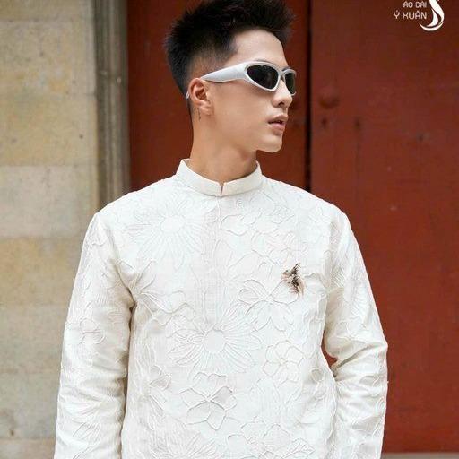 ÁI AZ  Áo Dài Nam Cách Tân Gấm Vân Dáng Ngắn Khóa Sau N002 3
