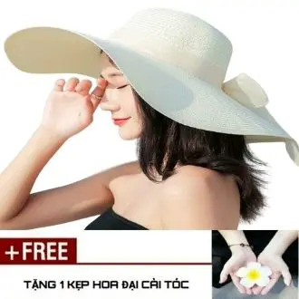 Nón Cói Đi Biển Rộng Vành TẶNG 1 Kẹp Hoa Đại