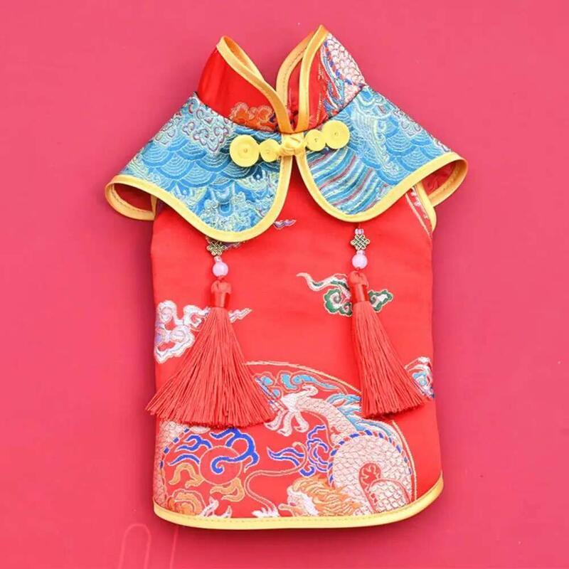 Product Introduction of TTS Homie Tassel Design Button Closure Dress Up Cloth Dog Chinese New Year Clothes Puppy Tang Suit Pet Supplies 17