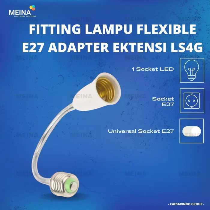 FITTING LAMPU FLEXIBLE SOCKET E27 DENGAN ADAPTER EKTENSI LS4G 20CM