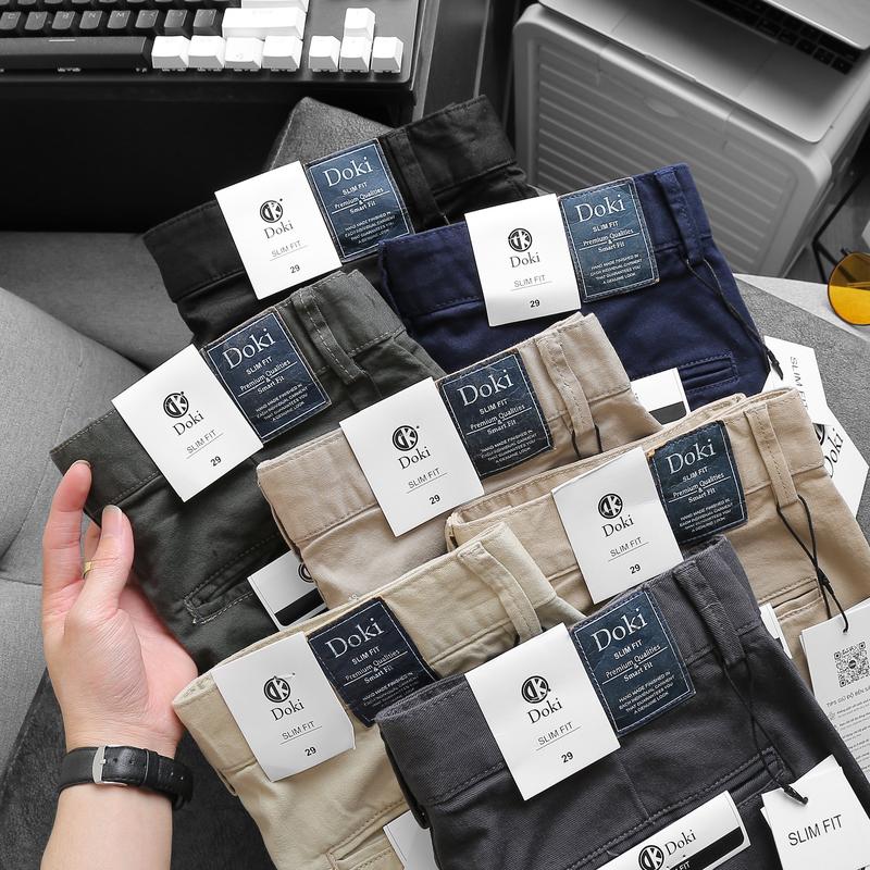 Quần Kaki Nam Chất Cotton Dày Dặn, Mềm Mịn, Co Giãn Nhẹ Thoải Mái Màu Xanh Than Menswear Jean Pants Kem 6