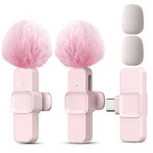 Micrófono de solapa inalámbrico, juego de 1 micrófono inalámbrico recargable por USB, micrófono profesional inalámbrico para iPhone, iPad y teléfonos inteligentes Android