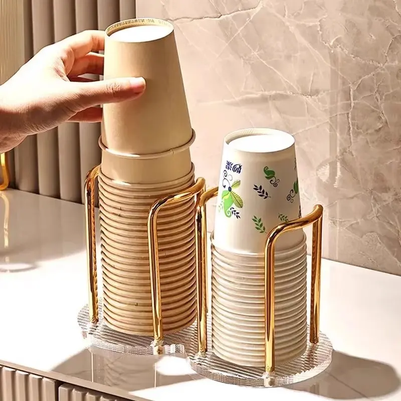 Disposable Cup Dispenser - Desktop Acrylic Holder for Coffee/Paper Cups, Space-Saving Organizer