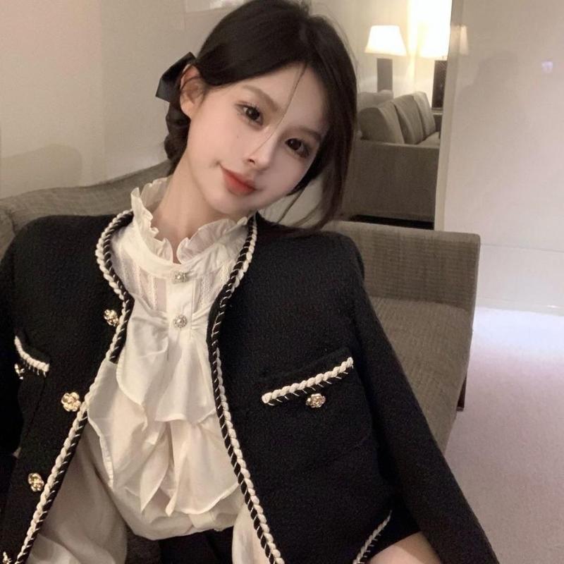 Áo dạ tweed phối viền thừng trắng dáng ngắn HÀNG QCCC dày dặn tiểu thư sang chảnh CÓ BIG SIZE SP22