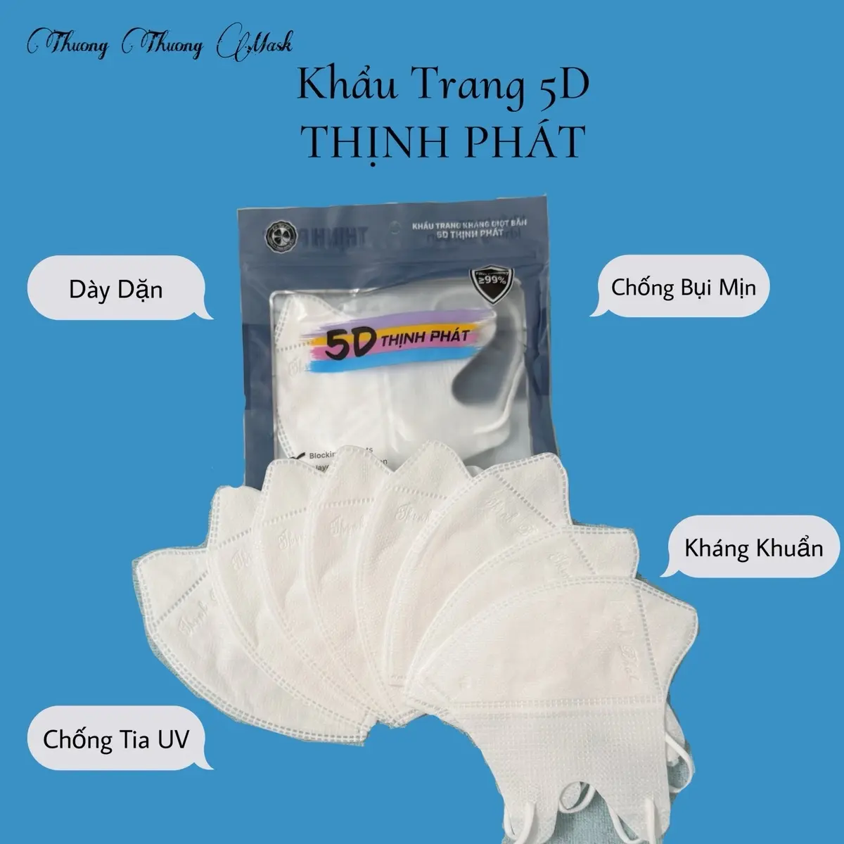 Mua 100 Tặng 10 Chiếc Khẩu Trang 5D THỊNH PHÁT 3 Lớp Thời Trang Phụ Kiện Accessories Che Mặt Móc Khoá khẩu trang & phụ kiện 【thời trang đen】 vn Nam