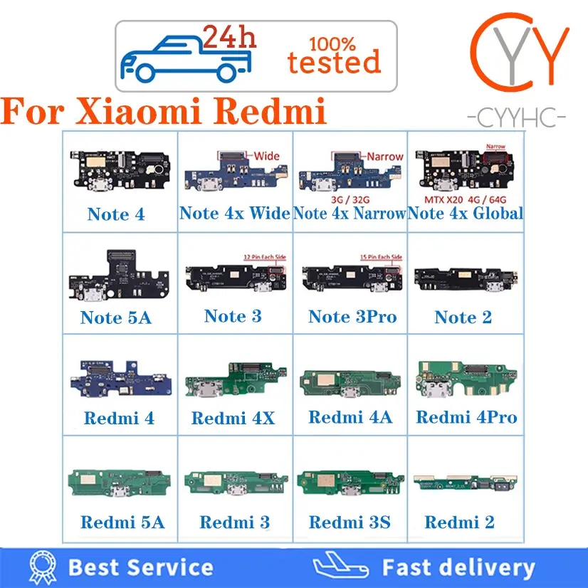 For XiaoMi Redmi Note 5A 4 4X 4A 3 3S 2 2A Pro USB Charging Port Dock Connector Charge Board Flex Cable Replacement Spare Parts