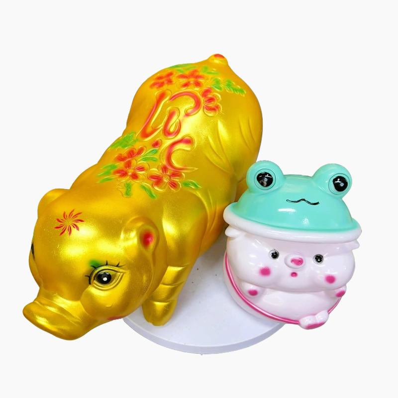 Heo Chữ Lộc Tặng 1 Ếch KT 36x20cm Lỗ Dài Vàng Đồng Thạch Caolong Heo Đất Tiết Kiệm - Hồng tiết kiệm phúc lộc thọ