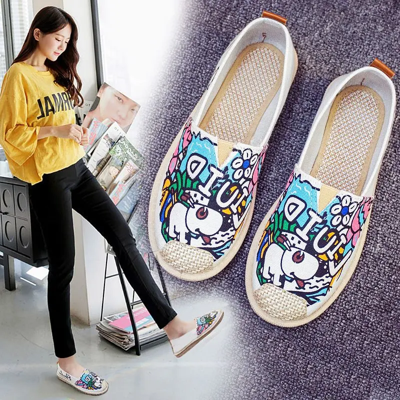 Giày Vải, Hàng Mới Về Mùa Lò Xo, Giày Nữ, Phẳng, Dễ Phối Đồ, Phong Cách Hàn Quốc, Giày Thường Ngày Giày Lười, Giày Vải Bắc Kinh Cũ