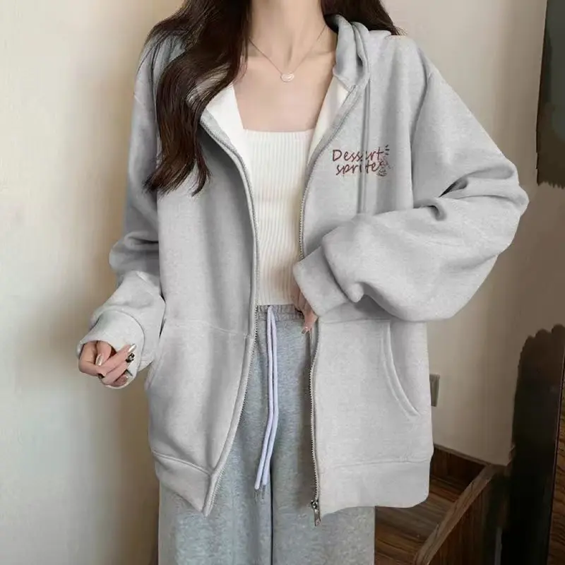 Áo Khoác Màu Xám, Phong Cách Cổ Điển Dành Cho Nữ, Có Mũ Trùm Đầu, Thích Hợp Cho Mùa Xuân Và Mùa Thu, Phong Cách Cổ Điển Hàn Quốc, Áo Cardigan, Phong Cách Ins Pháp, Có Sẵn Để Mặc Mùa Hè 1