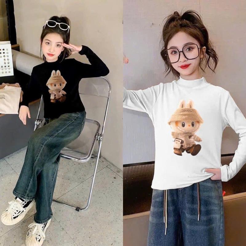 Áo giữ nhiệt cao cổ hình Labubu cho bé gái 16-46kg, chất vải thun lót bông mềm,mịn,ấm,hàng may kỹ, style năng động,dễ thương. Set quần áo giữ nhiệt cho bé gái, bé trai