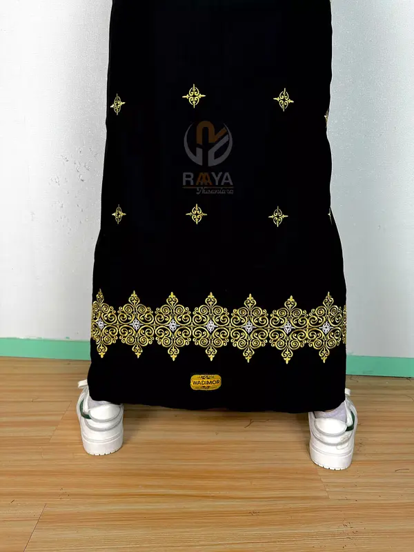 sarung bordir wadimor motif Arabic bordir dewasa Katun Lembut pintu aceh Muslim Pria Hitam Navy songket timbul putih santri 7