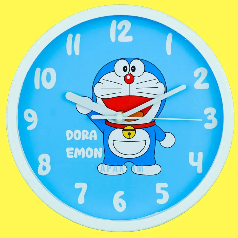 Jam Dinding Quartz Dekorasi Kamar Anak Murah Besar Karakter NN1101 Doraemon Biru Bagus BestSeller