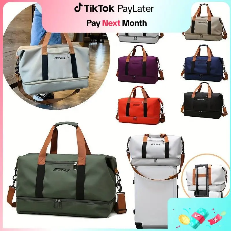 STAY YOUNG #2833 Unisex Dry Wet Separation Travel Bag Large Capacity Water-Resistant with Yoga Mat Holder Perfect for Gym and Travel