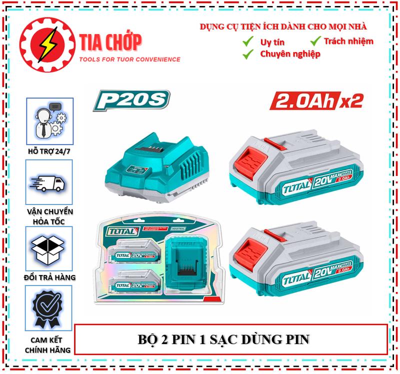 Bộ sạc đa năng Combo 2.0 TFBCPK1222 và 4.0ah kèm sạc chuyên dụng TFBCPK1214