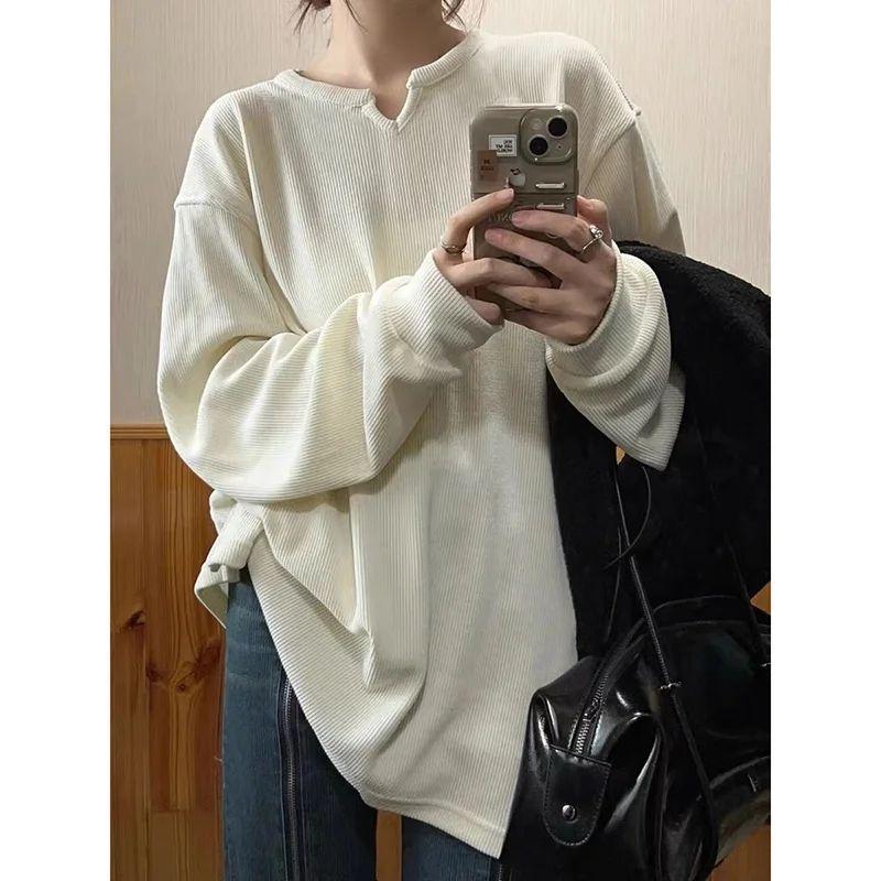 Áo len da cá tay phồng may cổ trụ chữ V form rộng unisex - Sweater dáng oversize bigsize kiểu basic đường phố hàn quốc đẹp
