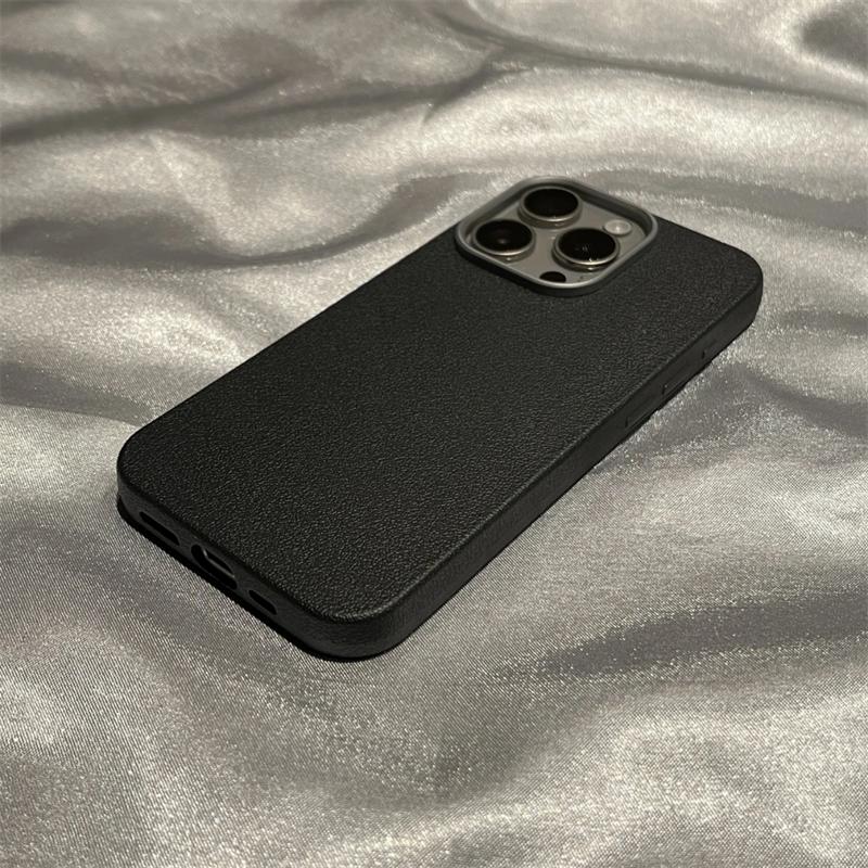 Ốp Điện Thoại iPhone, Họa Tiết Da Chống, Lớp Hoàn Thiện Lì Khung Mạ Điện Ốp Mềm Cạnh Thẳng, Tương Thích Với iPhone 16promax, 15, 14, 13, 12, 11