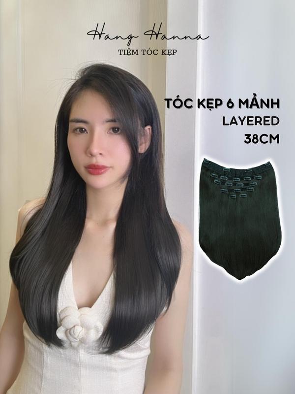 Tóc Kẹp 6 Mảnh HANNA Thẳng Cúp Layer 38cm - Tóc Kẹp 6 Phím - Tóc Kẹp Phím